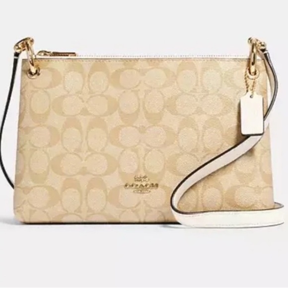 Mia Two Tone cream & Tan Crossbody Bag - Picture 1 of 5